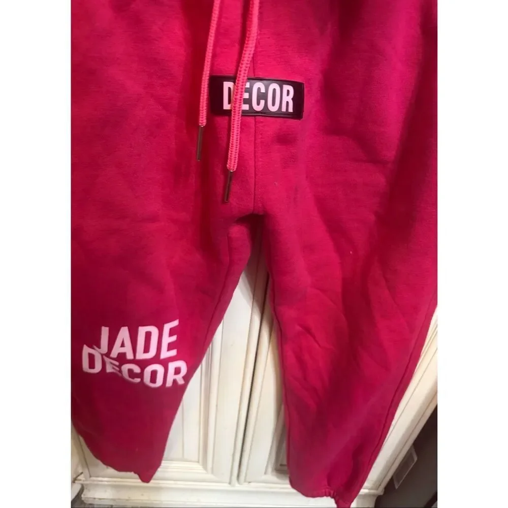 Jade Decor Girl's Casual 2 Piece Hoodie & Jogger Sweatsuit Set Pink Size 10